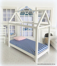 Dollhouse miniature white canopy bed house bed modern