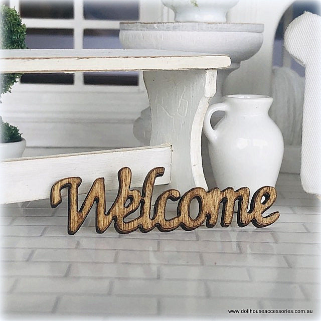 Dollhouse miniature welcome sign