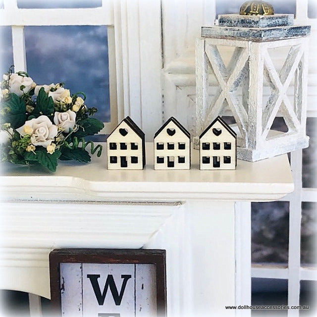 Dollhouse putz tiny heart houses ornament