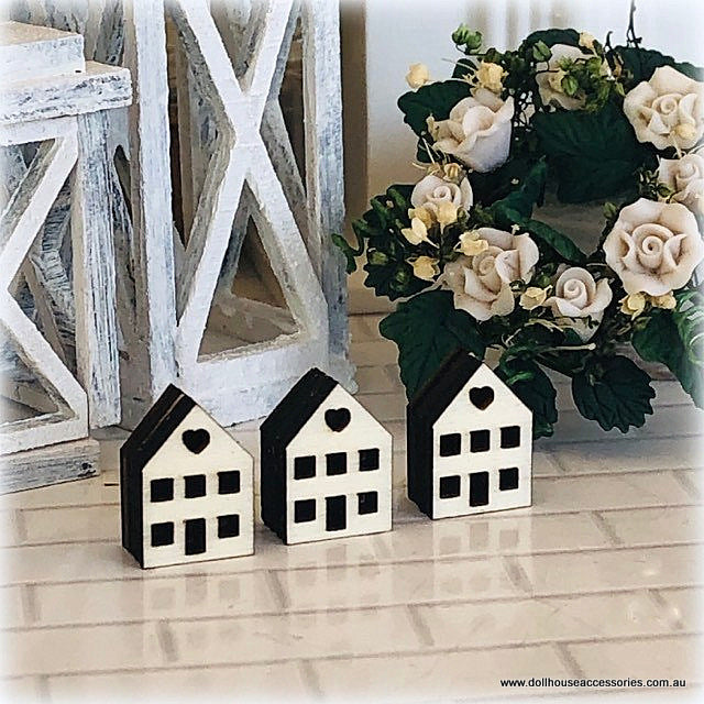 Dollhouse putz tiny heart houses ornament
