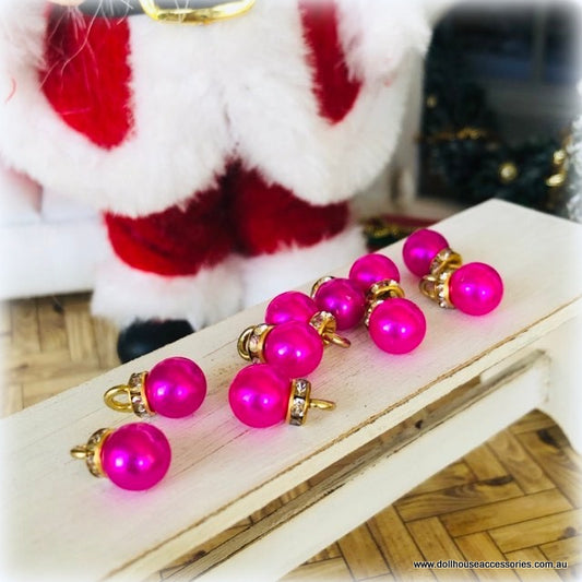 Baubles x 10 - Pink - Miniature