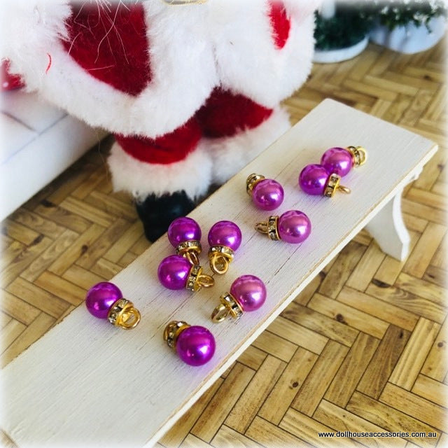 Baubles x 10 - Purple - Miniature