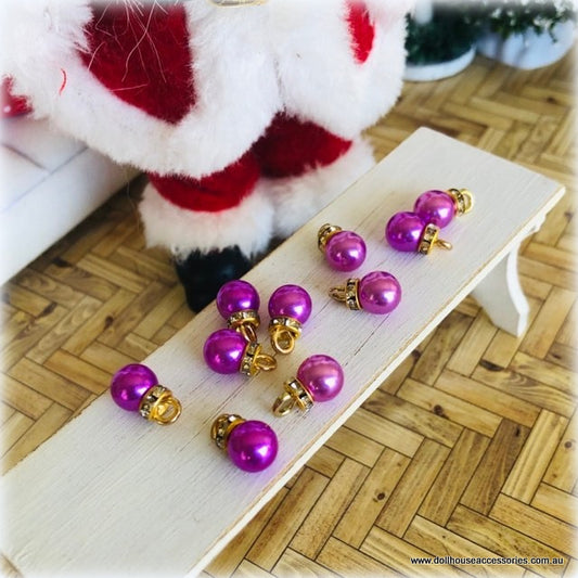 Baubles x 10 - Purple - Miniature