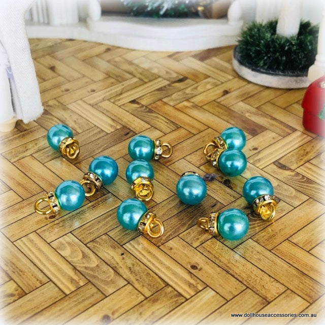Baubles x 10 - Turquoise Blue - Miniature