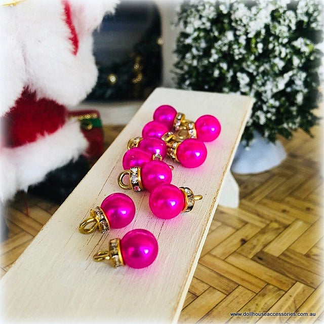 Baubles x 10 - Pink - Miniature