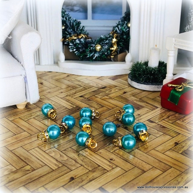 Baubles x 10 - Turquoise Blue - Miniature