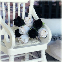 Dollhouse Halloween black white bouquet roses apothecary