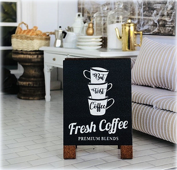 Dollhouse coffee shop billboard sign miniature