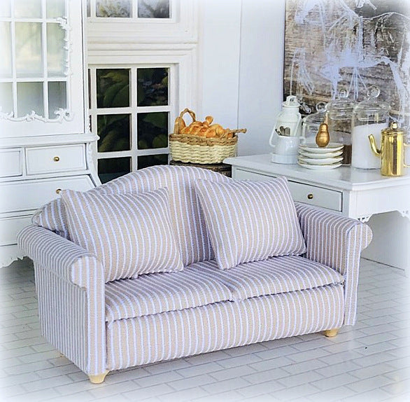 Dollhouse beige white neutral double two seater dollhouse sofa
