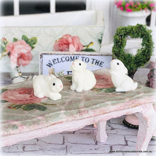 Dollhouse miniature white bunny rabbits ornaments