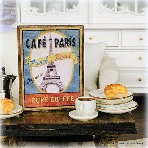 Dollhouse miniature cafe paris sign coffee
