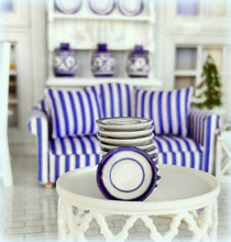 Dollhouse miniature dinner plate blue enamel ware style