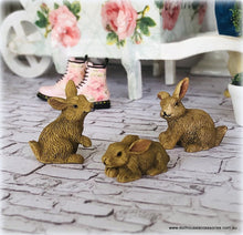 Three Brown Rabbits - 1 cm high