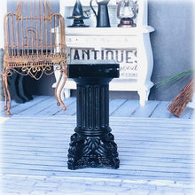 Dollhouse black pedestal stand carved roman museum