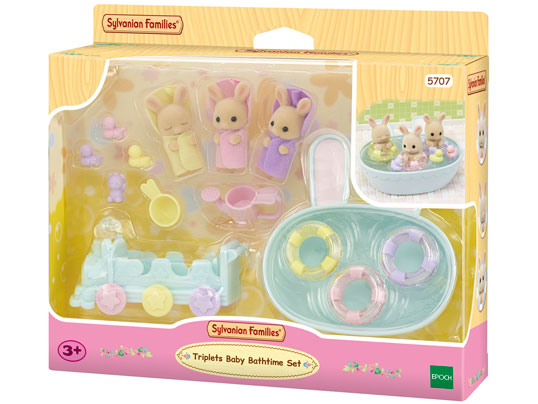 Sylvanian Families Triplets Baby Bath Time Set with Milk Rabbit Triplets
