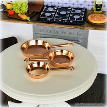 Set of 3 Saucepans - Copper - Miniature