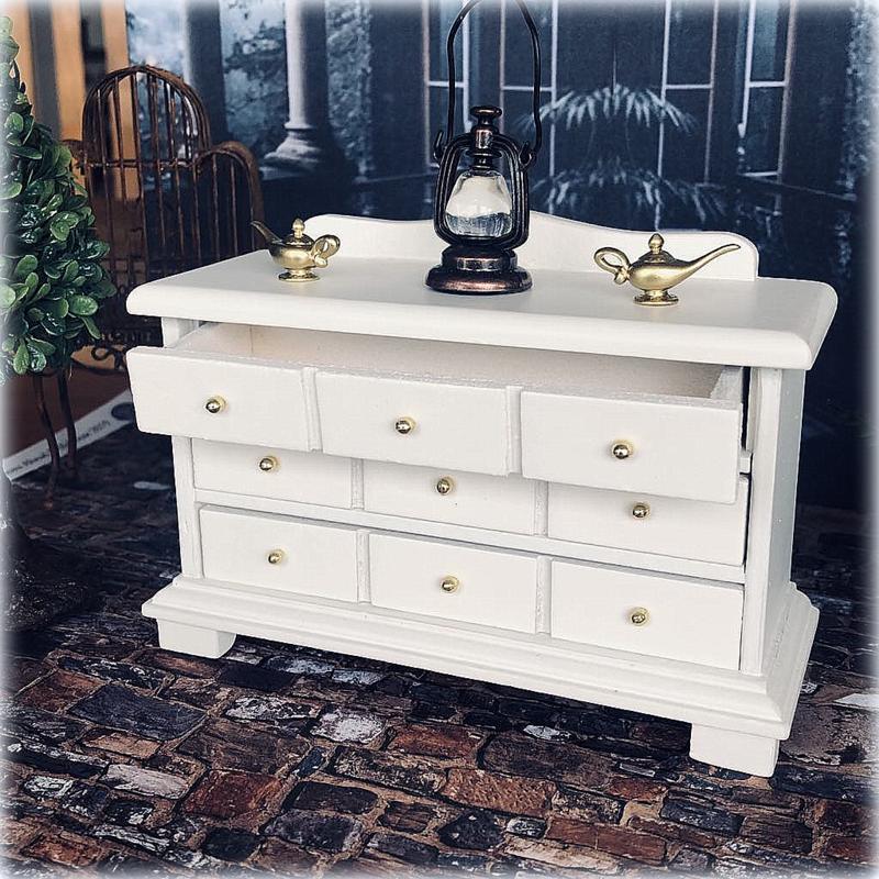 White Apothecary-Style 9 Drawer Cabinet - Miniature