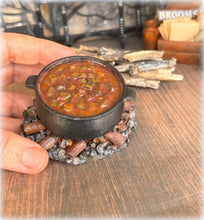 Dollhouse large cauldron stew witch haunted house halloween peasant scene rustic