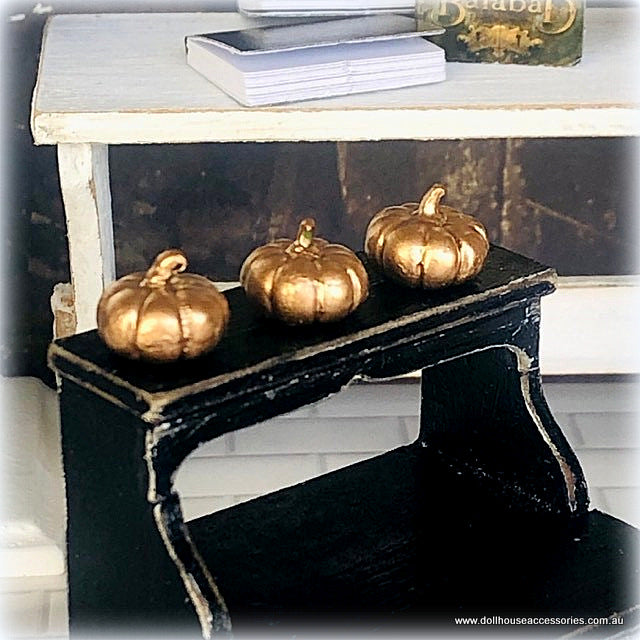 Golden Tiny Pumpkins - Set of 3 - Miniature