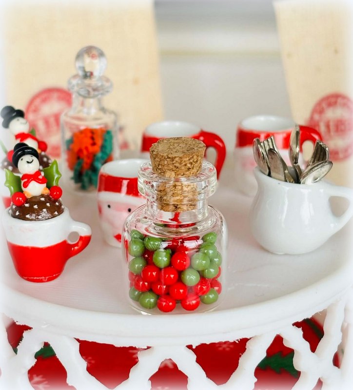 Dollhouse Christmas Jar of Sweets or beads
