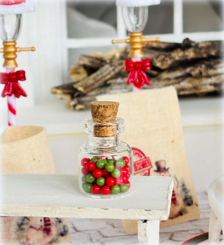 Dollhouse Christmas Jar of Sweets or beads