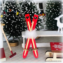 Christmas Skis and Poles - Miniature