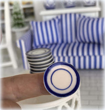 Dollhouse miniature dinner plate blue enamel ware style