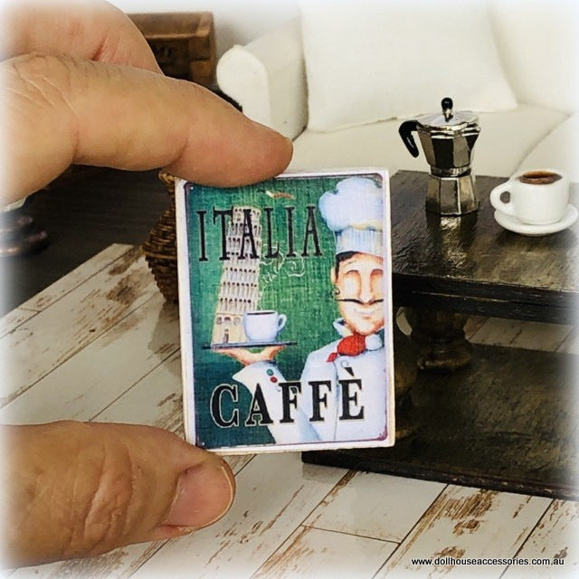 Dollhouse miniature sign Italy cafe