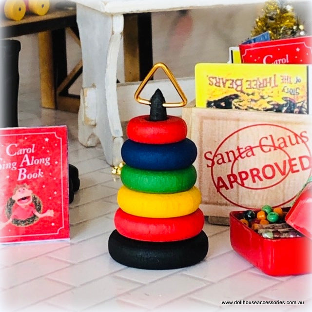 Dollhouse Ring Stacking Toy Santas elves miniature