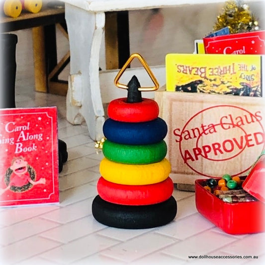 Dollhouse Ring Stacking Toy Santas elves miniature