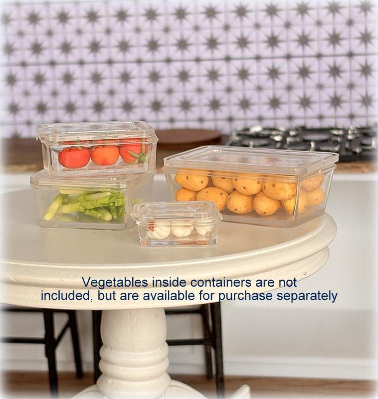Dollhouse miniature clear stackable food containers
