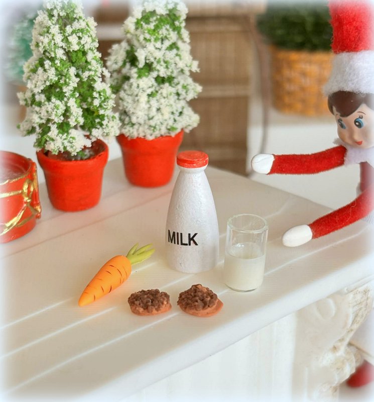 Dollhouse Christmas Santa Milk and cookies treat