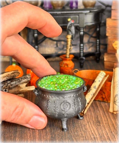 Dollhouse witch house wiccan cauldron of green potion