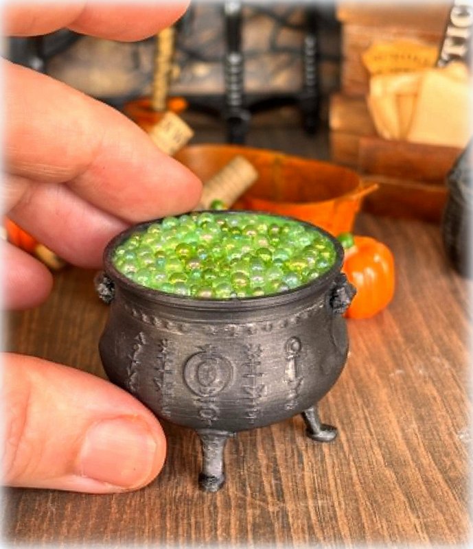 Dollhouse witch house wiccan cauldron of green potion