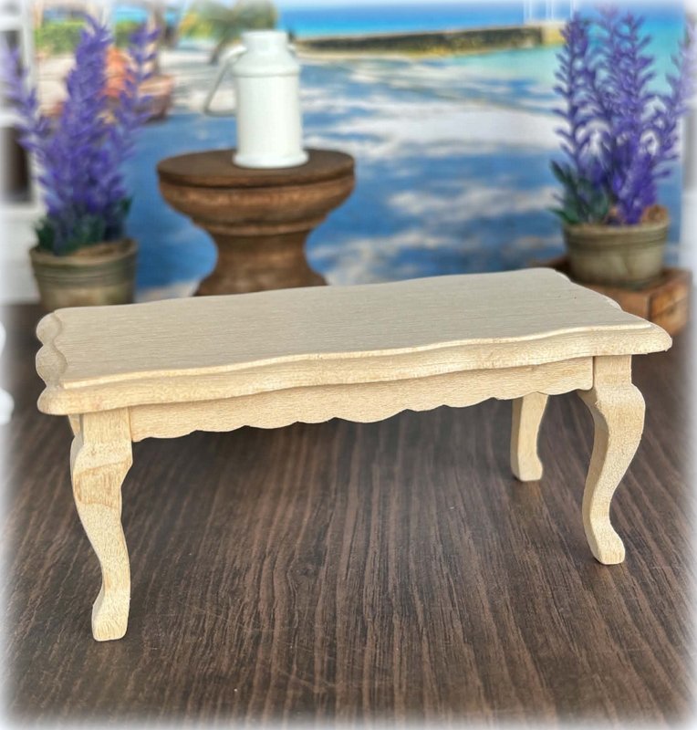Dollhouse miniature unpainted coffee table