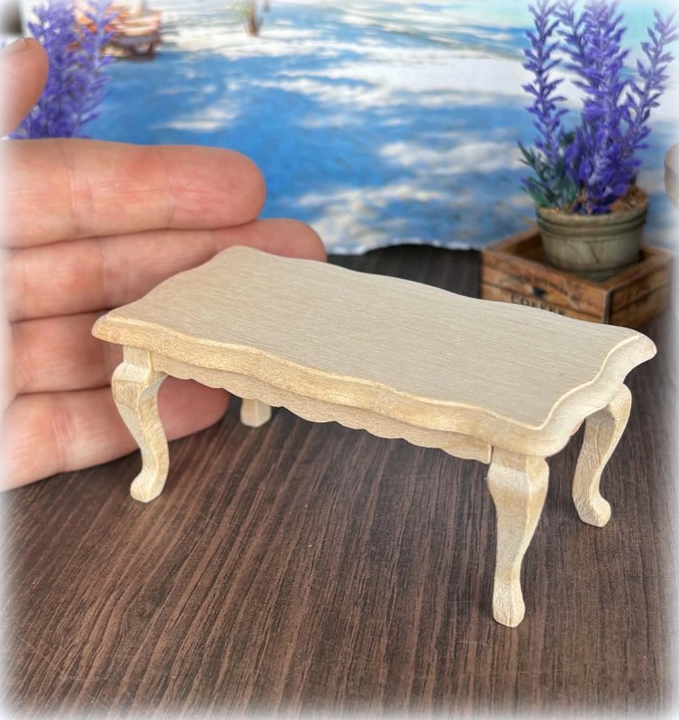 Dollhouse miniature unpainted coffee table