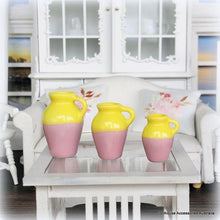 Yellow and Pink Vases x 3