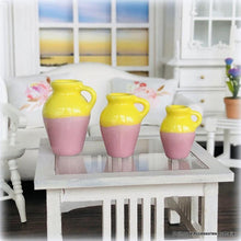 Yellow and Pink Vases x 3