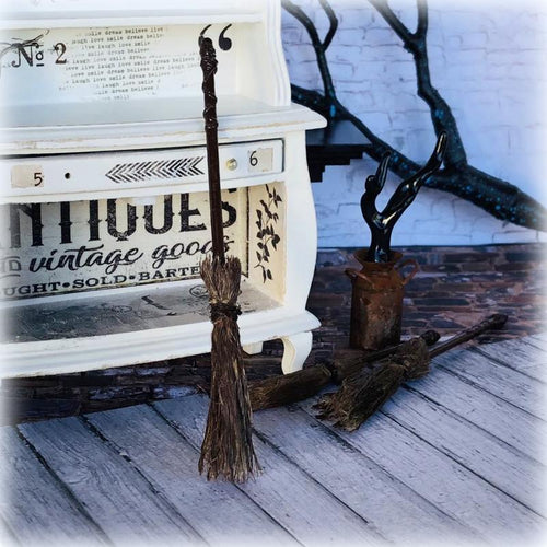 Dollhouse halloween apothecary witch broomstick 