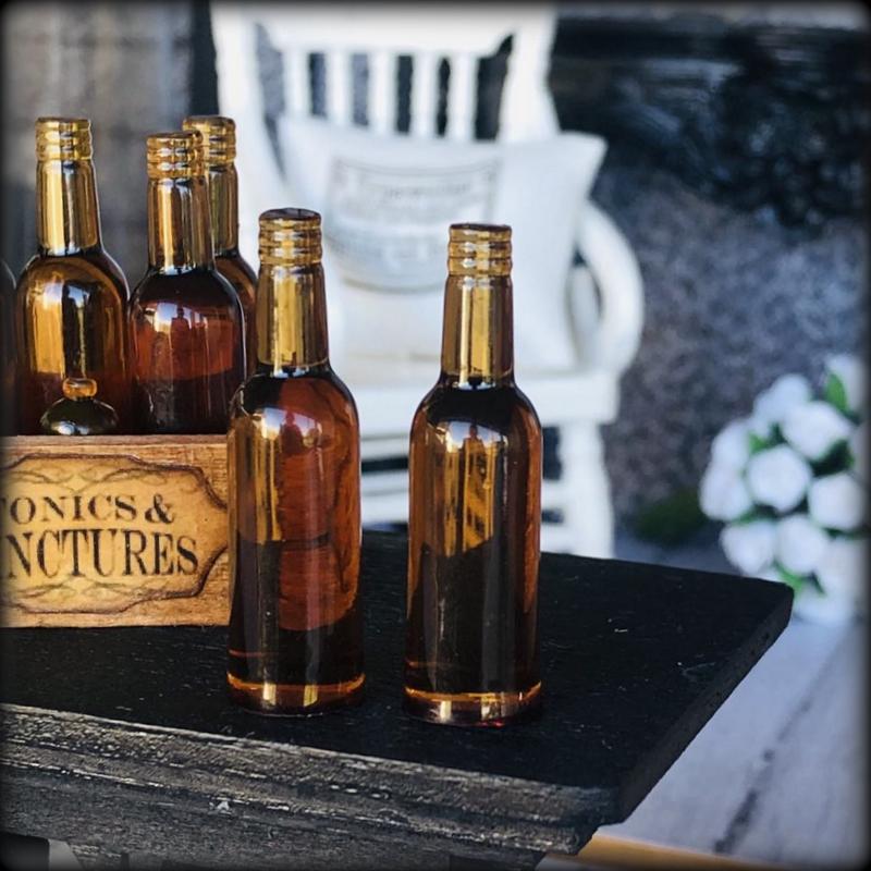 Dollhouse apothecary miniature brown bottles potions tonics