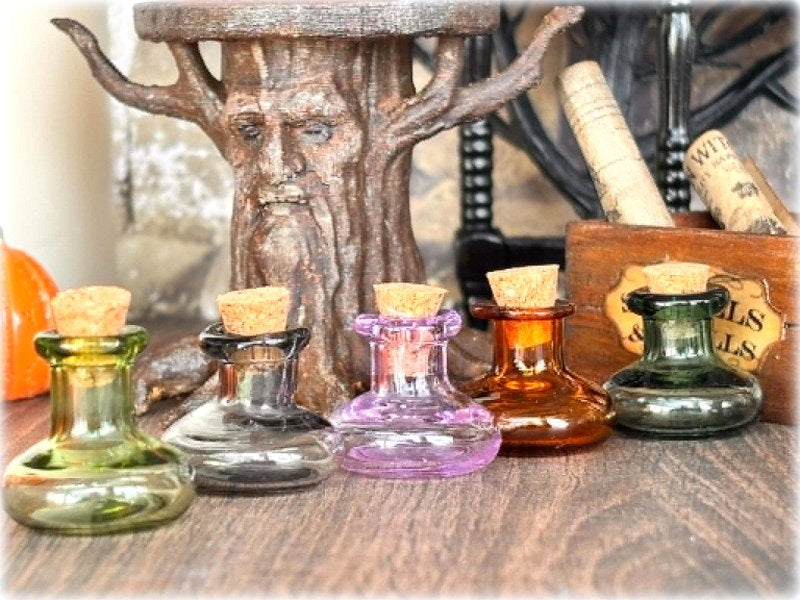 Dollhouse coloured apothecary bottles