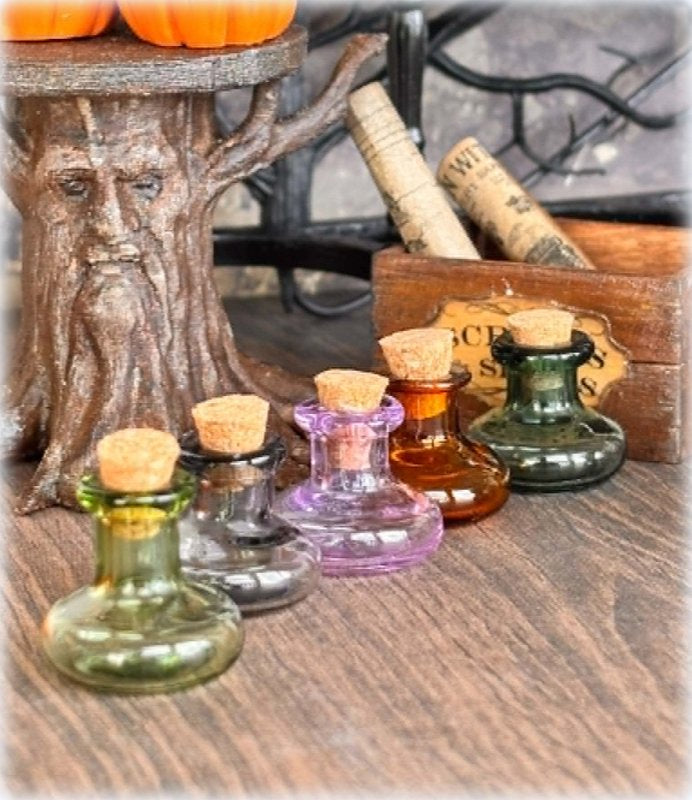 Dollhouse coloured apothecary bottles