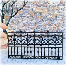 Black Wrought Iron-Look Fence Panel - Miniature