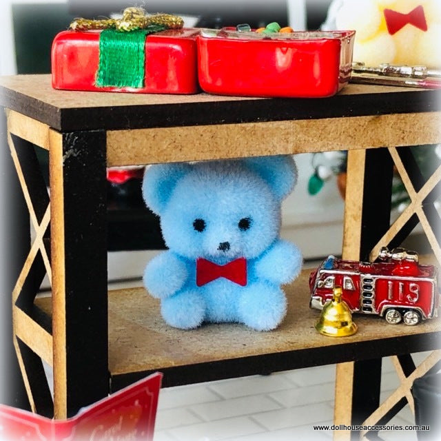 Blue Flocked Bear - 2.5 cm high - Miniature