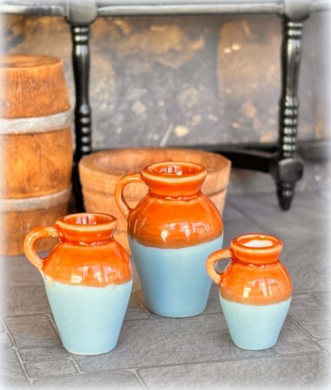 Dollhouse Miniature jars brown blue apothecary