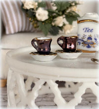 Reutter porcelain blue teacups