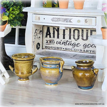 Dollhouse brown ceramic glazed urns antique style