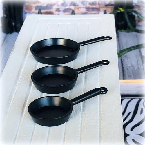 Set of 3 Saucepans - Black - Miniature