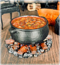 Dollhouse large cauldron stew witch haunted house halloween peasant scene rustic
