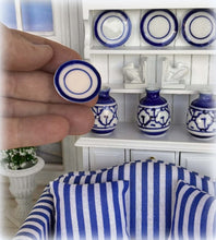 Dollhouse miniature dinner plate blue enamel ware style